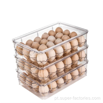 Caixa de armazenamento de ovos empilhável de plástico em tamanho grande